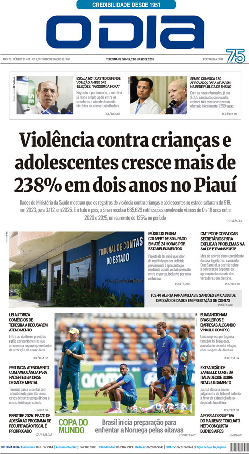 Jornal O Dia - Quinta-feira, 2 de julho de 2026