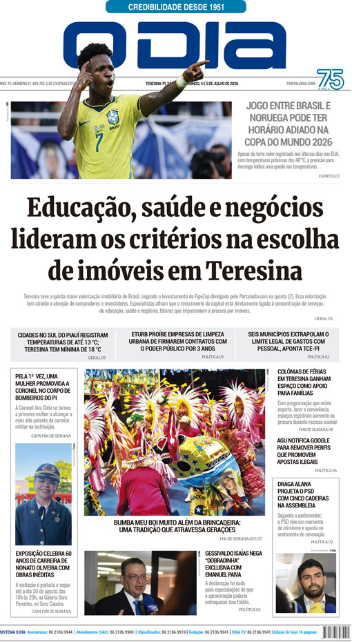Jornal O Dia - Sábado, 4 de julho de 2026