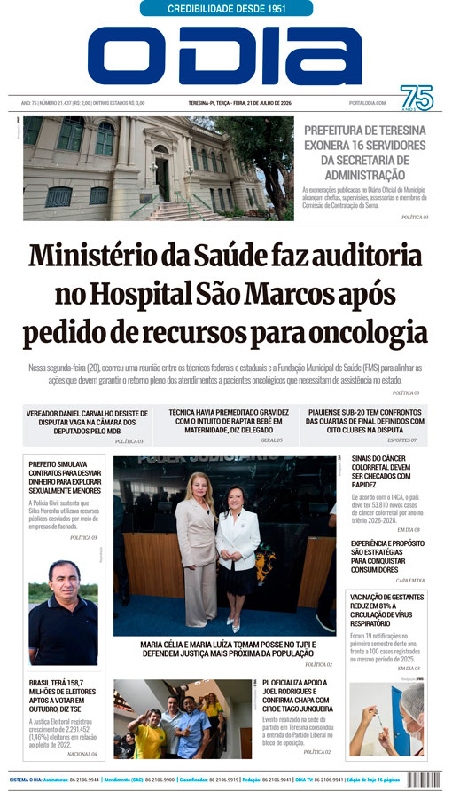 Jornal O Dia - Terça-feira, 21 de julho de 2026