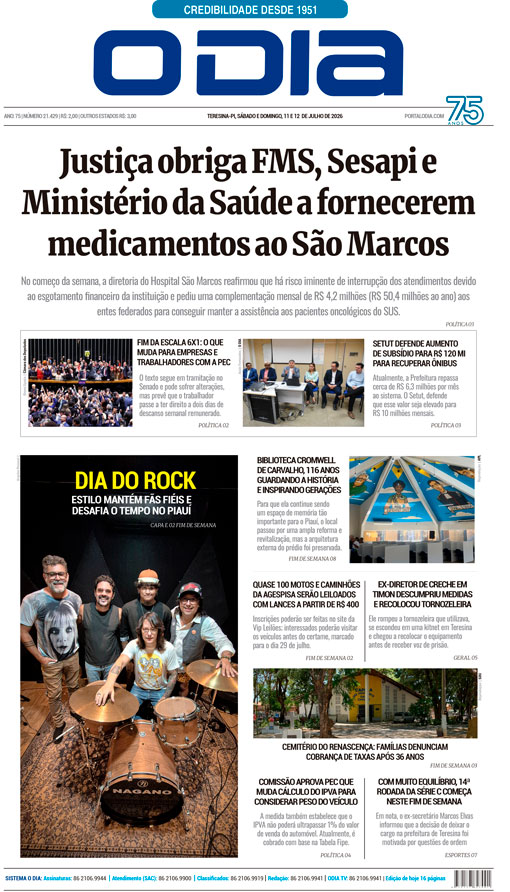 Jornal O Dia - Sábado, 11 de julho de 2026